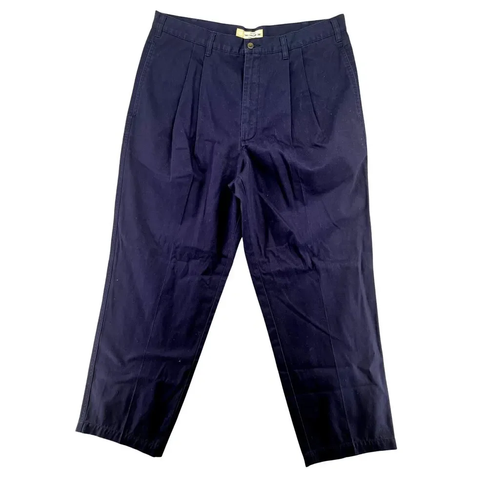Vintage Cherokee Navy Pleated Chino Pants Men’s 38x30 Relaxed Straight Leg
